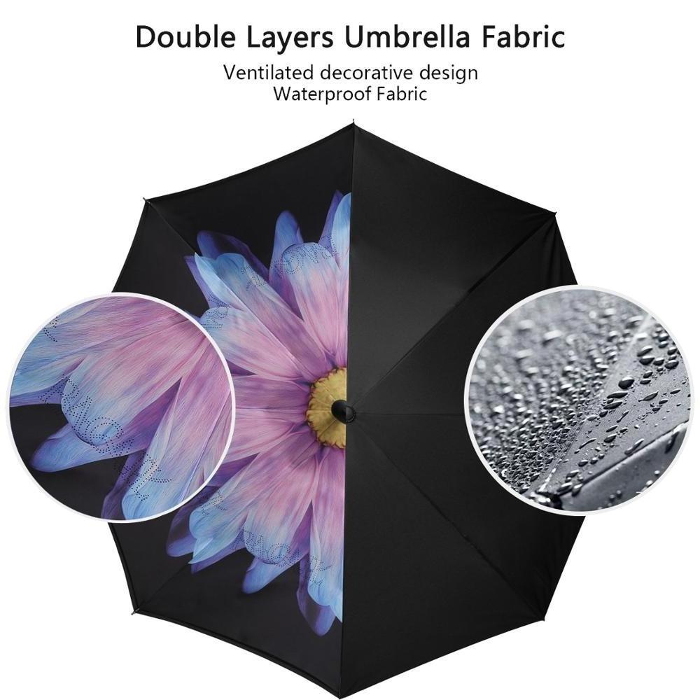 Brand Logo Invert Double Layer Inverted Reverse Windproof Upside Down Automatic Rain Outdoor Big Straight Umbrella For Car