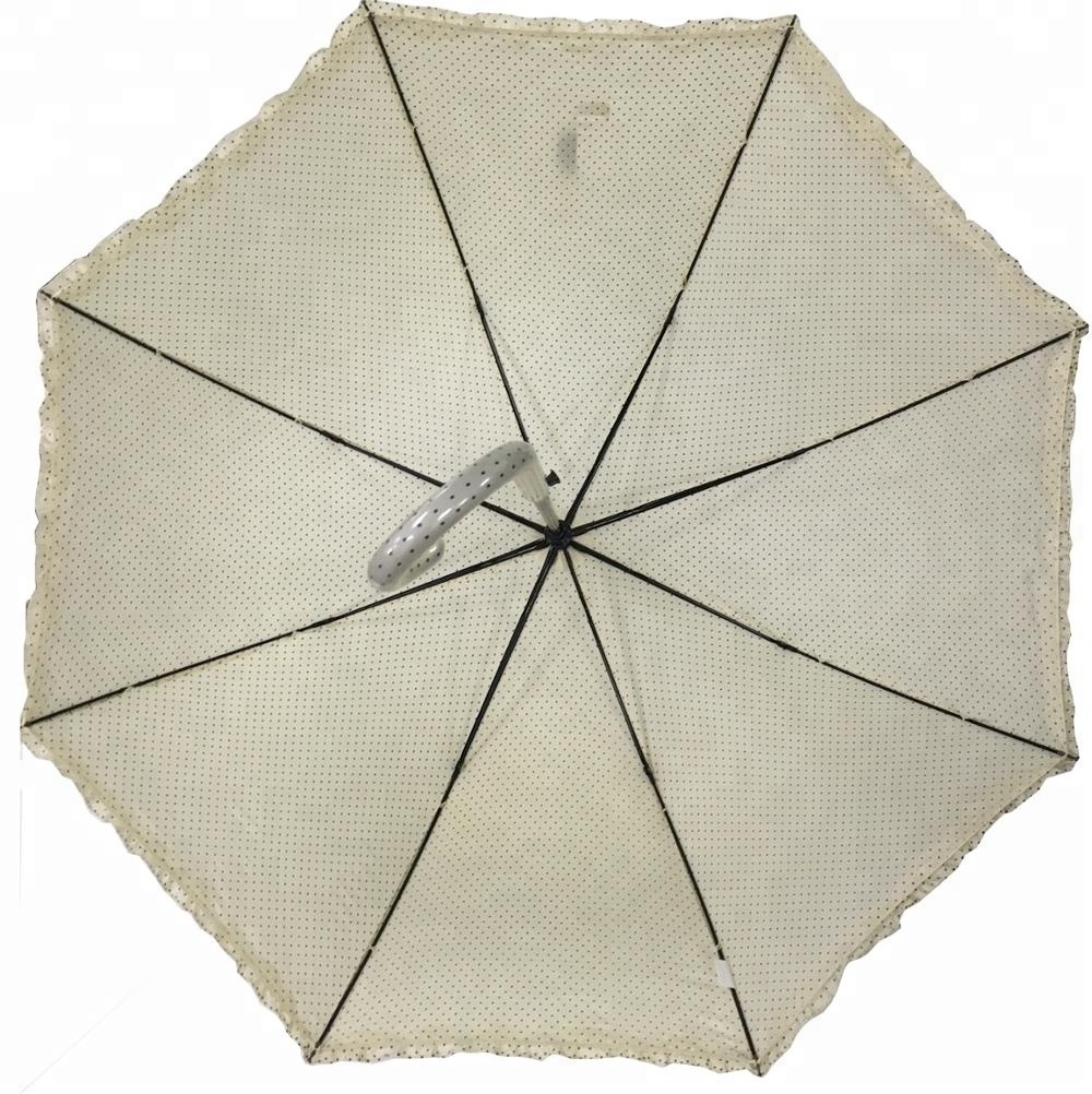 auto open dome shape stick long ruffled umbrella for women design