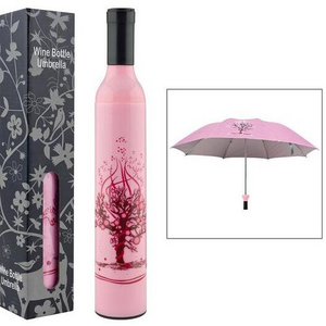 China Factory Free Sample Wholesale Auto Opening And Close Heat Transfer Printing Scenery Wine Bottle Umbrella