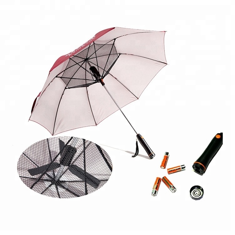 27 inch UPF 50+ UV protection battery charge mist fan umbrella water spray umbrella