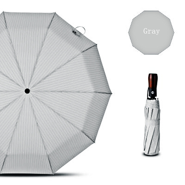 Automatic Silver Black Pongee Sunny 3 Folding Windproof Automatic Automatic Open And Rainy Man Close Umbrella