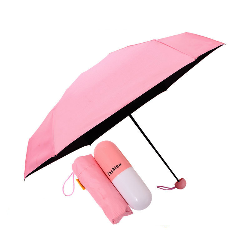 Sun Protection UV Travel Custom Available Micro Mini Pocket Ladies Umbrella 5 Fold Pocket Compact  Capsule Umbrella With Case