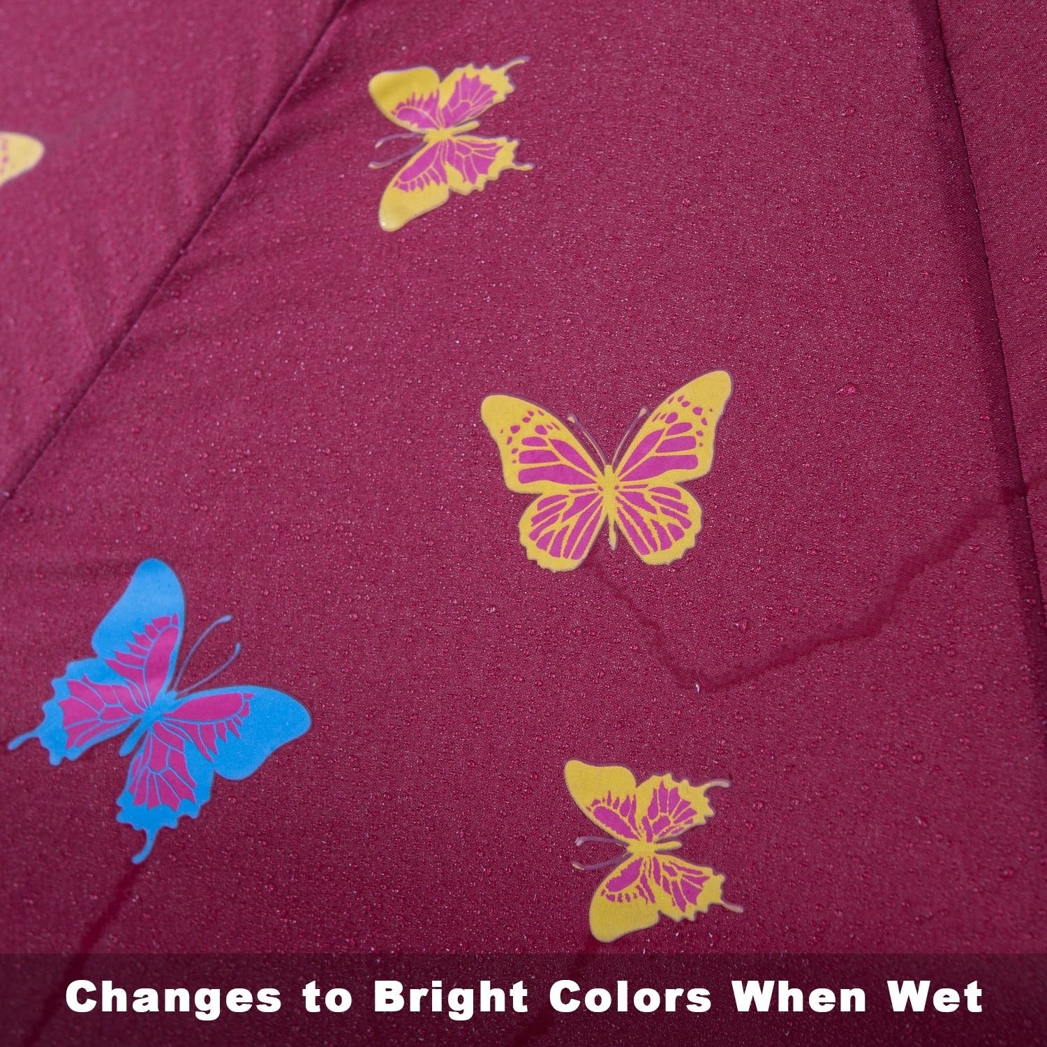 Compact Butterfly Automatic Sun and Rain Color Changing When Wet Umbrella