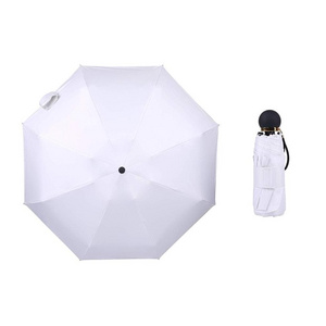 Wholesale White Color Travel 5 Folding mini Capsule Umbrella Windproof Compact Case