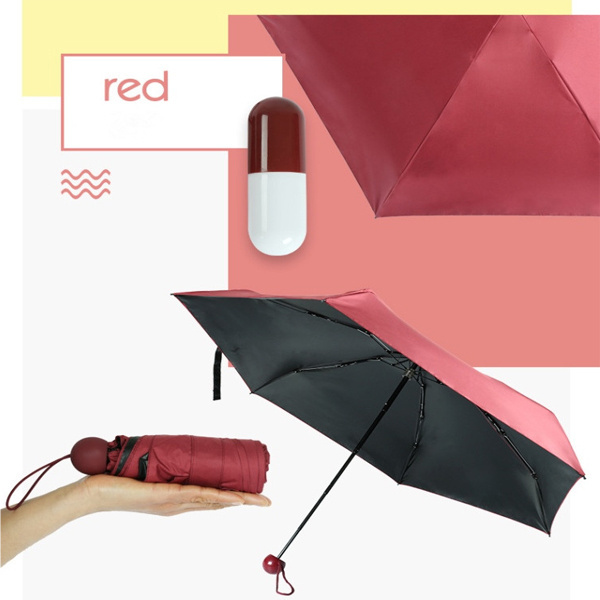 Hot Sale 19Inch 6K High Quality Sun Mini Folding Long Capsule Vinyl Coated Anti-Uv Umbrella Wholesale With Case