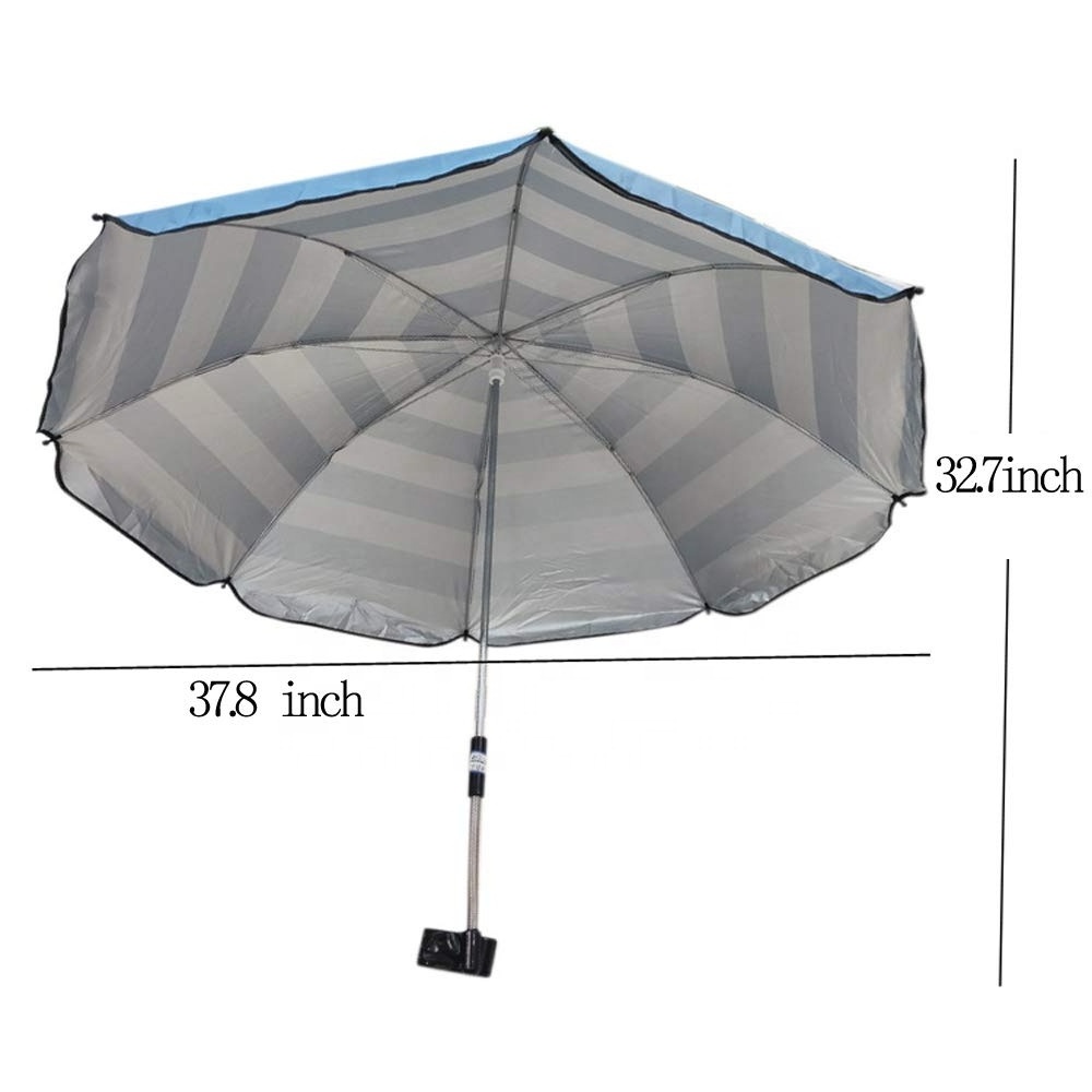 Adjustable Umbrella with 360 Degree Swivel and Universal Clamp Great for Beach Chairs  Bleachers Strollers Wagons Wheel Chair