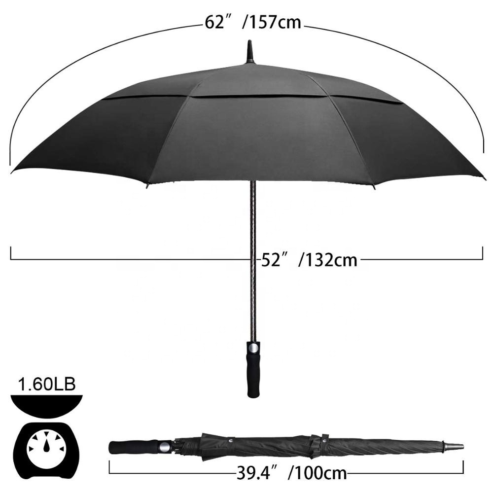 Personalised Extra Best Golf Double Canopy Large Oversize Windproof Waterproof Auto Open Stick Black Coating Blocking Umbrella