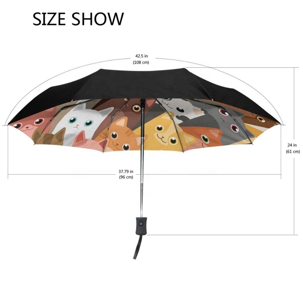 Cute Kitty Cats Umbrella Automatic Open Close Windproof Compact Anti-UV Travel Umbrella Animals Lightweight Parasol sun and rain