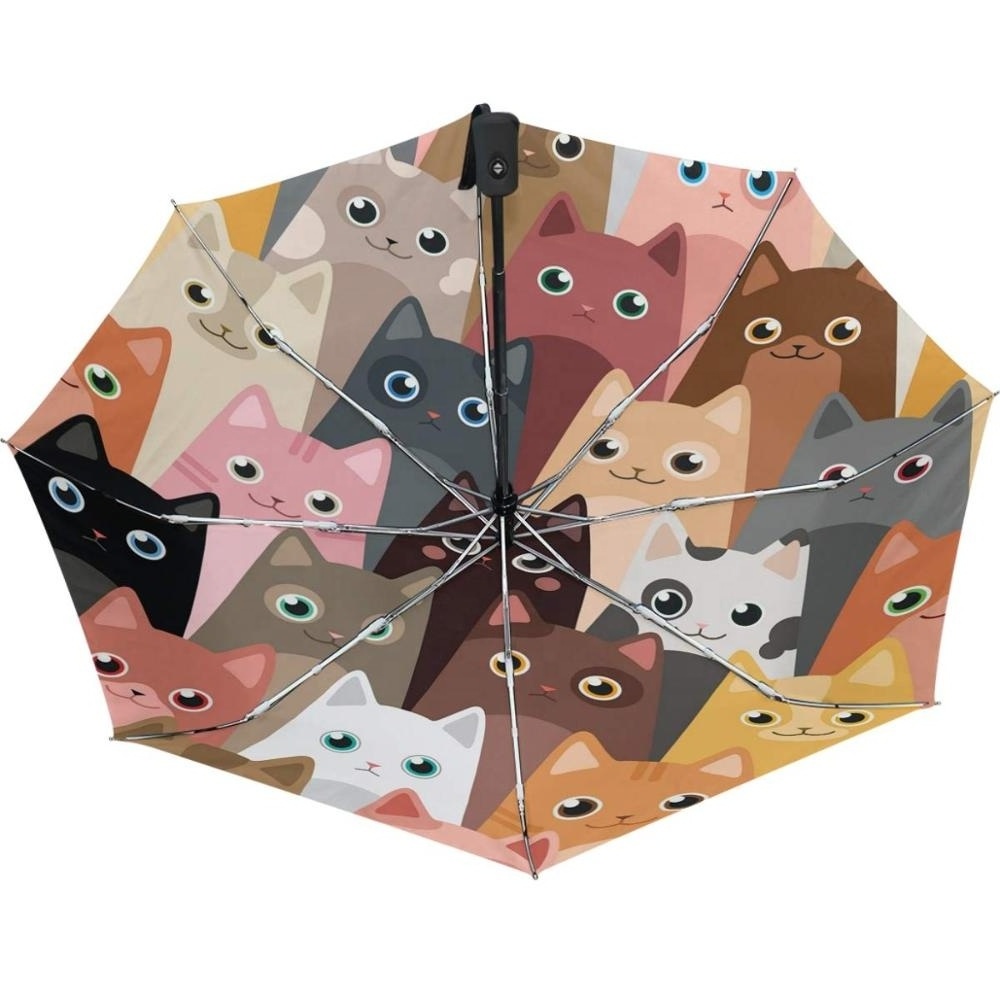 Cute Kitty Cats Umbrella Automatic Open Close Windproof Compact Anti-UV Travel Umbrella Animals Lightweight Parasol sun and rain