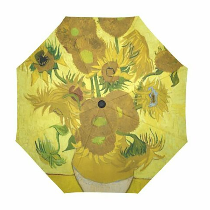 Supplier Van gogh sunflowers full automatic rain and shine folding waterproof umbrella