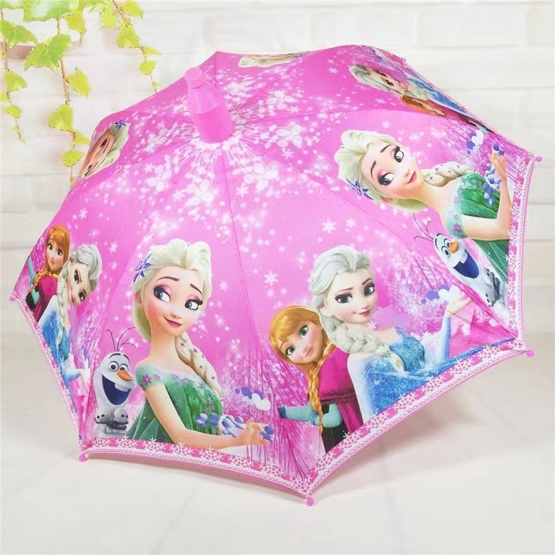 hot sale Suppliers manufacturer wholesale custom logo color kids  frozen Elsa princess cartoon cheap stick girl's umbrella