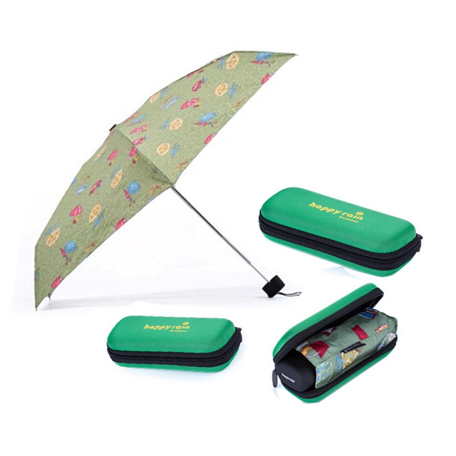 Super flat mini umbrella with zip case matching gift small 5 fold umbrella