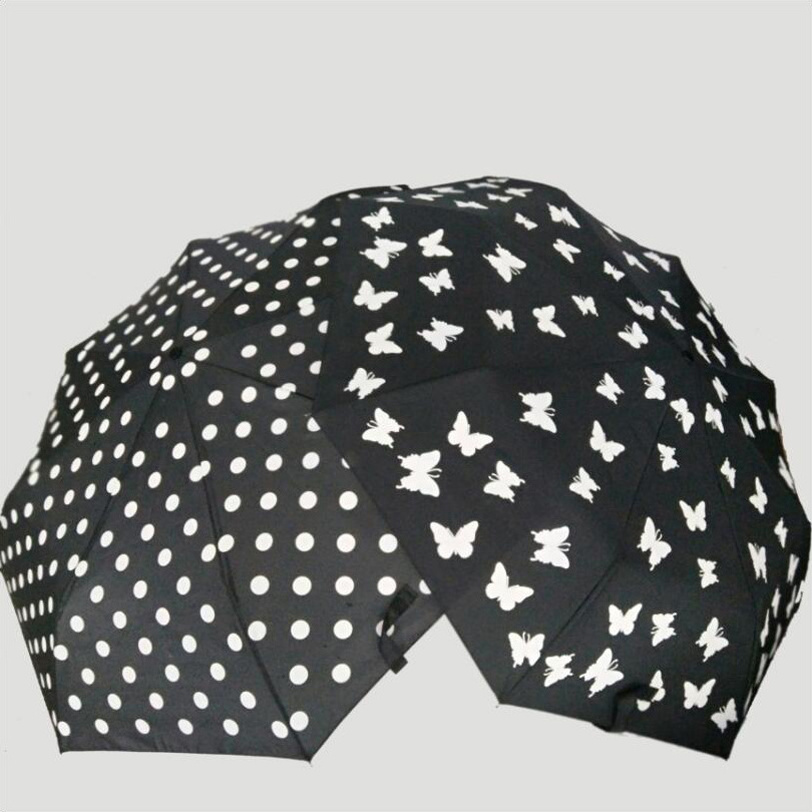 fiberglass material color change printed butterfly lady umbrella