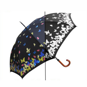 fiberglass material color change printed butterfly lady umbrella