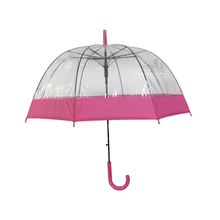 Wide Powder Edge Dome Windproof Automatic Open Children Transparent straight Umbrella