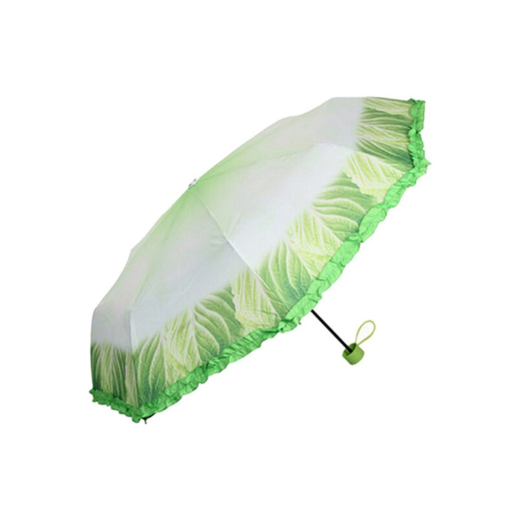 Creative folding umbrella for plants portable tiny vegetable umbrella Promotional Logo Printing 3 Fold Advertising Travel