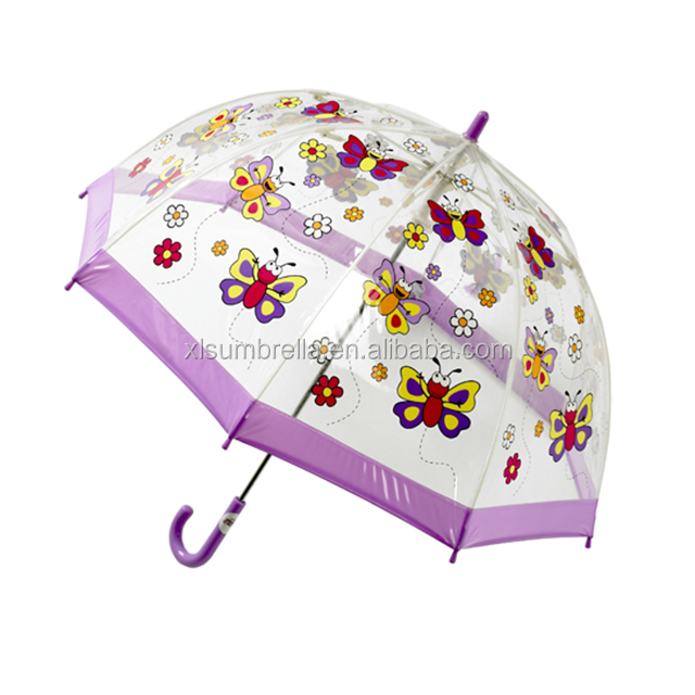 19inch 8K Cheap children promotion EVA transparent umbrella plastic butterfly photos umbrella