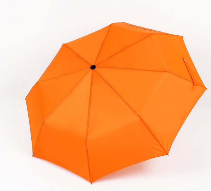 Orange 3 Fold Manual Opening Customized advertising Promotional Pongee Fabric Umbrella