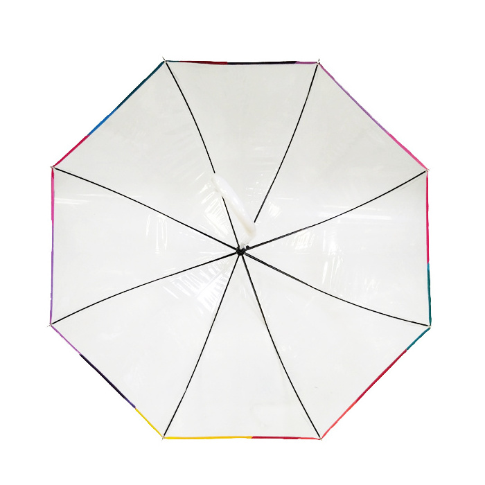 Wholesale Custom Poe Transparent Automatic Clear Color Elegant Outdoor Straight Cheap Dome Clear Umbrella