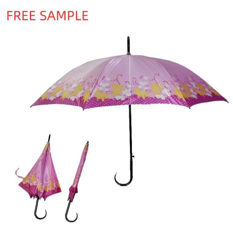 Cheap Satin Fabric Auto Straight Umbrella for Indonesia Market Promotion Umbrella