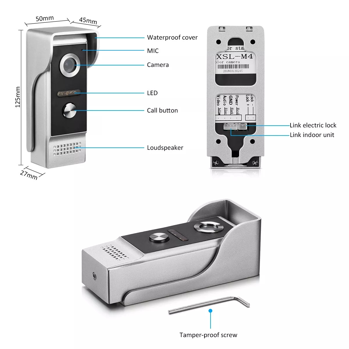 Tuya APP Apartment Video Door Phone Entrance Intercom Smart Video Intercom system