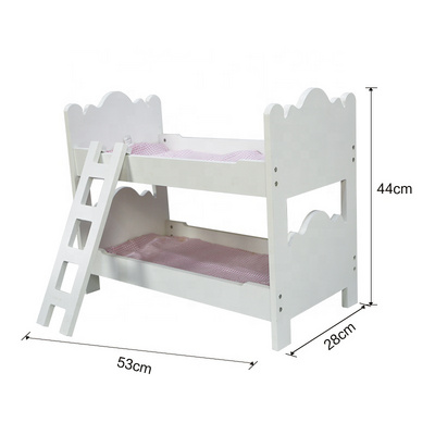 Family Wooden Children Toy Furniture Bed With Ladder Wooden Playhouse,Baby Doll Bunk Beds