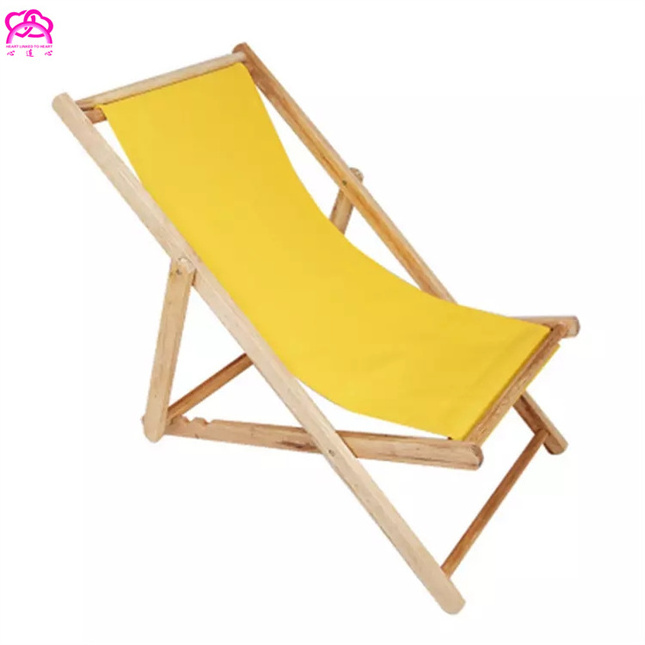 Wholesale Adjustable Reclining Low Sun Fold Balcony Lounger, Wood Stripe Folding Outdoor Beach Sling Wooden Deck Chairs