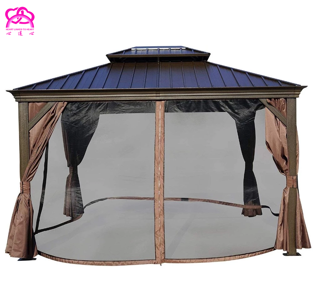 sojag mykonos ii 10x12 double roof hardtop gazebo with mosquito netting