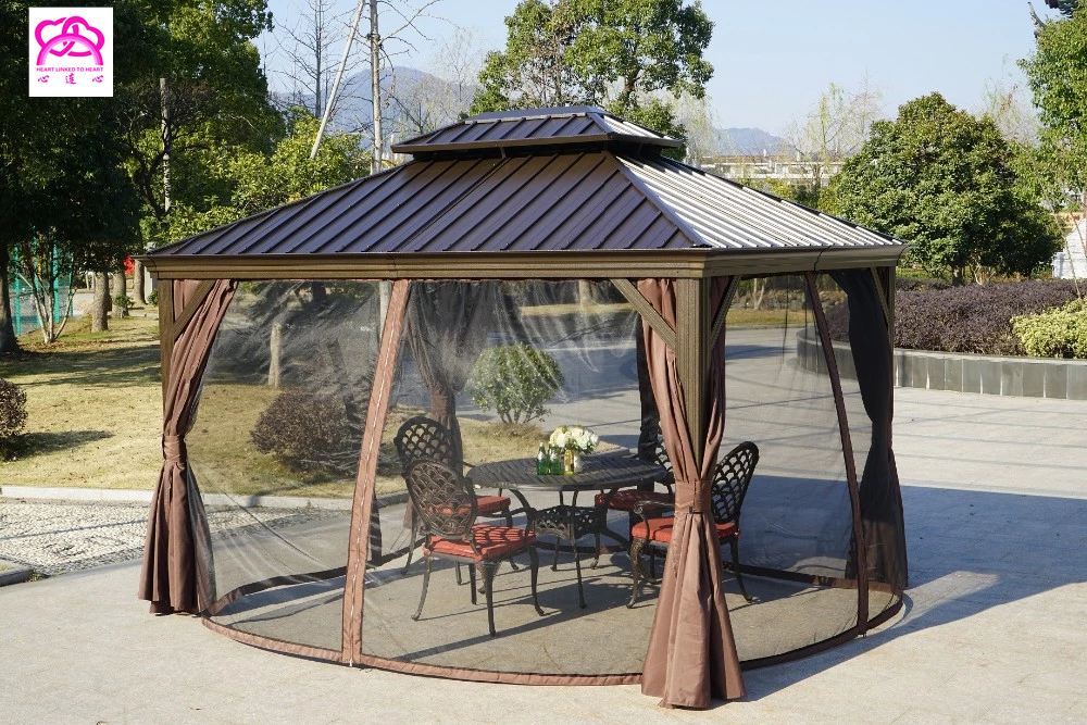 sojag mykonos ii 10x12 double roof hardtop gazebo with mosquito netting