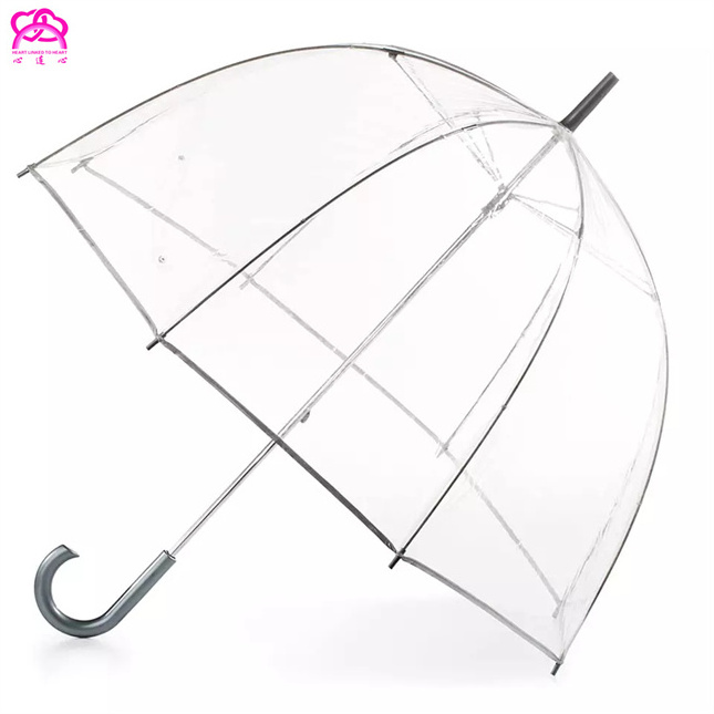 Wholesale custom LOGO clear transparent straight umbrella ,  Dome umbrella clear disposable umbrella.