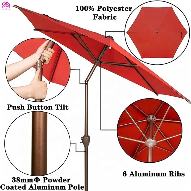 Waterproof outdoor Patio Rotate Parasol Garden Umbrella for coffee shop,  Windproof Aluminum Patio Parasol Umbrellas.