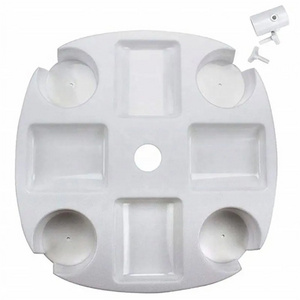 Hot sale cheap outdoor white plastic beach umbrella tables small with 4 cup holders, beach umbrella tray.