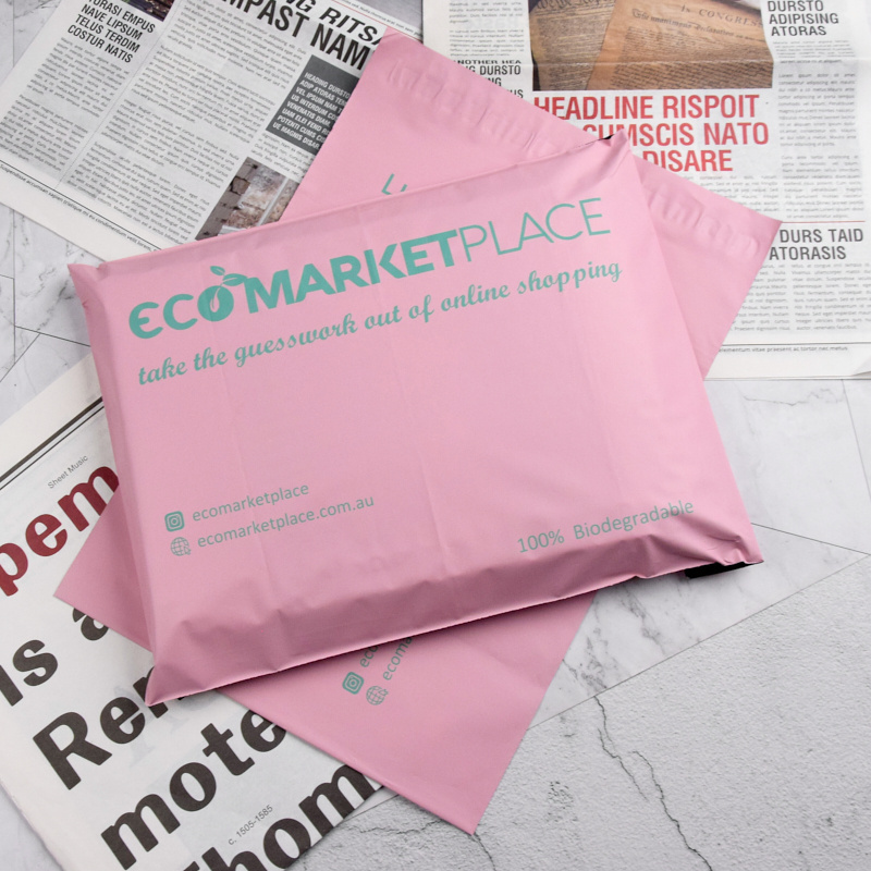 Custom Size 100% Compostable Pink Mailer Biodegradable Poly Packaging Plastic Envelopes for Courier Packing and Shipping