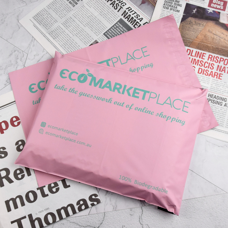 Custom Size 100% Compostable Pink Mailer Biodegradable Poly Packaging Plastic Envelopes for Courier Packing and Shipping