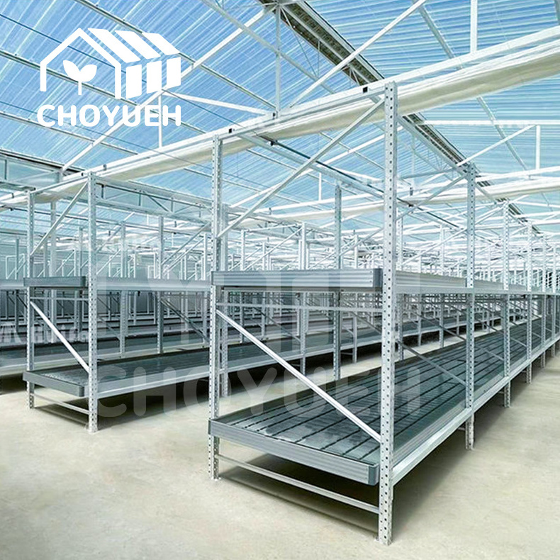 Customizable Agriculture greenhouses hydroponic 4x8 flood trays ebb and flow system flow rolling bench grow tables