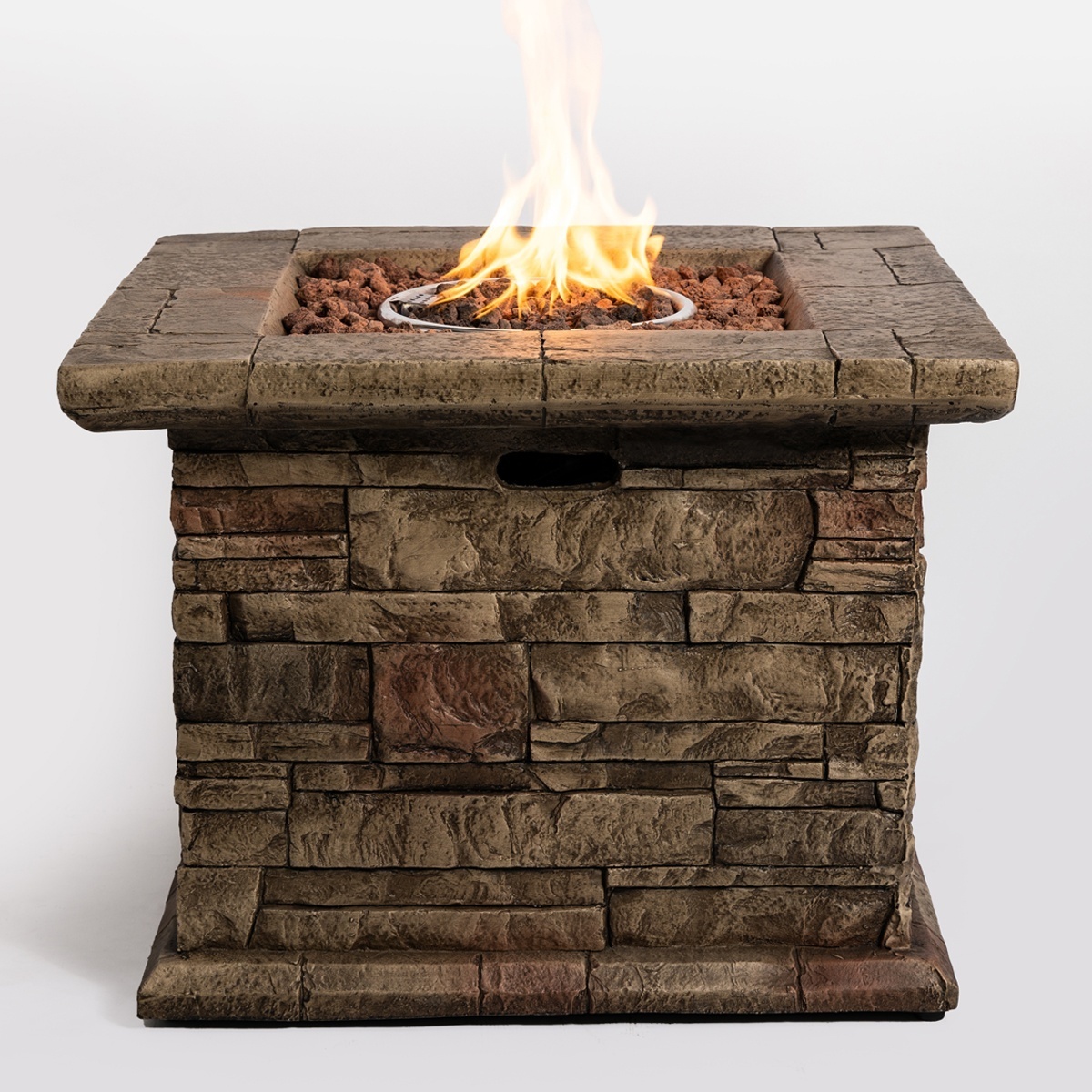 32 inch Outdoor Fire Pit Table, Patio Fire Table with Lava Rocks, Rain Cover