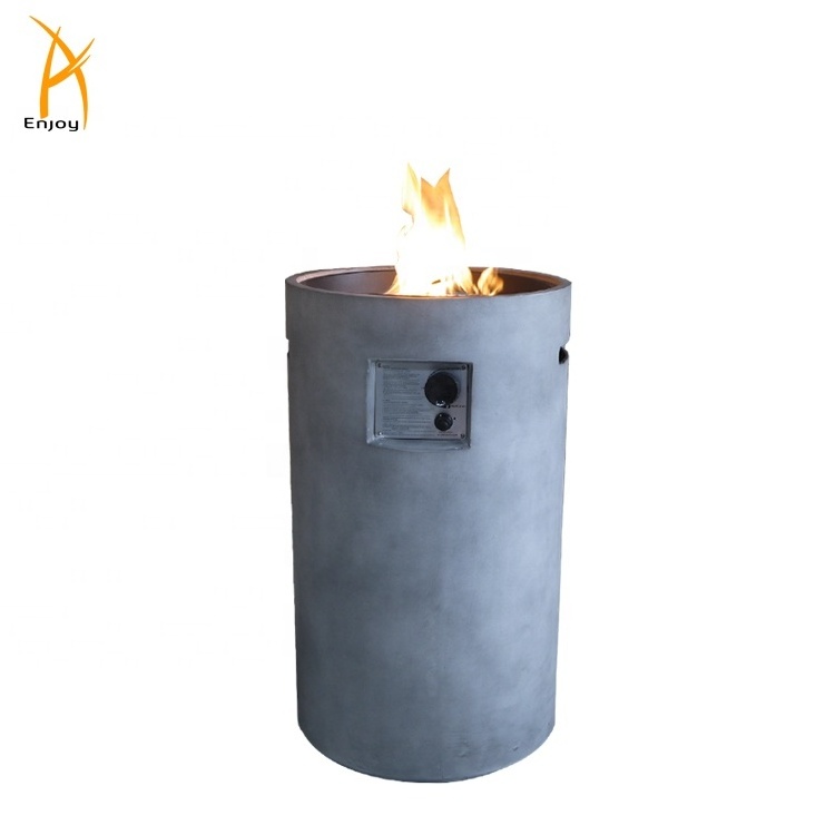 Outdoor propane fire pit pillar garden round gas fire column concrete fire pits