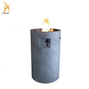 Outdoor propane fire pit pillar garden round gas fire column concrete fire pits