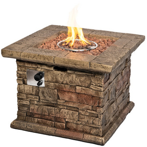 32 inch Outdoor Fire Pit Table, Patio Fire Table with Lava Rocks, Rain Cover