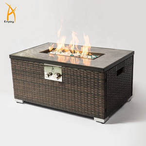 Outdoor gas fire pit table patio wicker fire pit garden rattan gas fire table