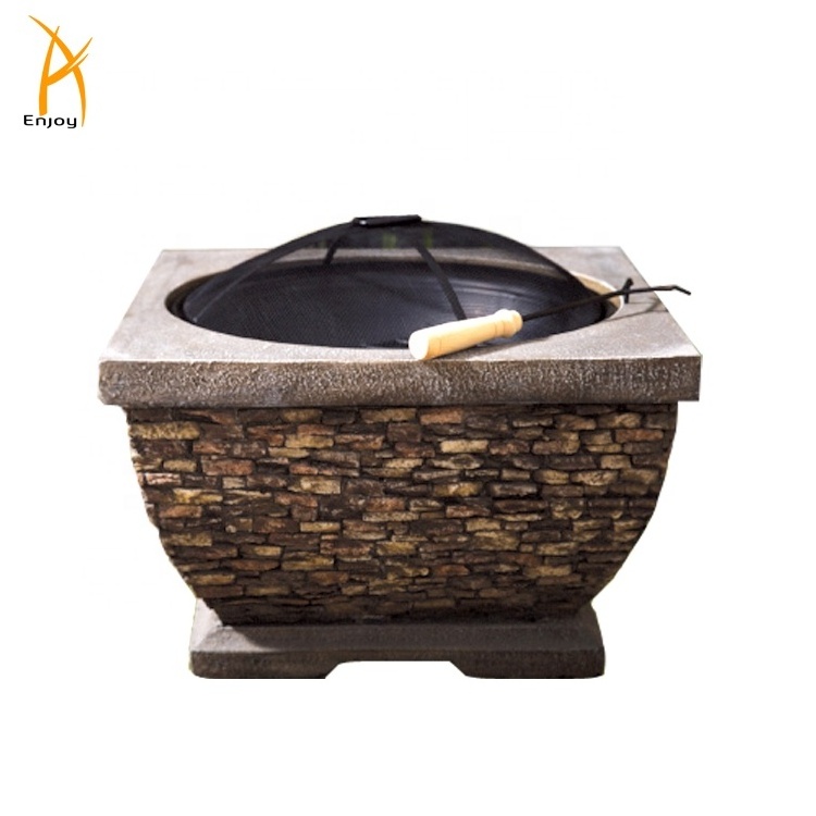 Unique outdoor fire pit wood burning steel bowl with mesh screen