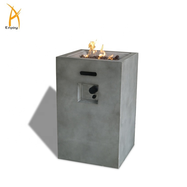 Outdoor gas fire pit garden fire pit column with glass