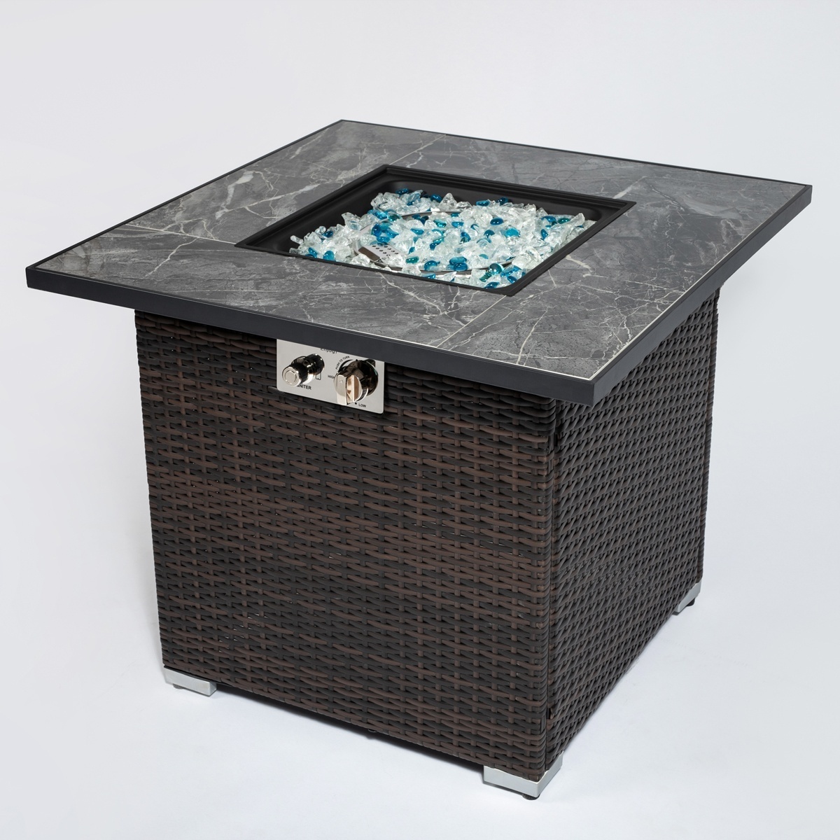 Outdoor Propane Fire Pit Table Garden Propane Fire Pit Wicker Fire Table US Drop Shipping Available