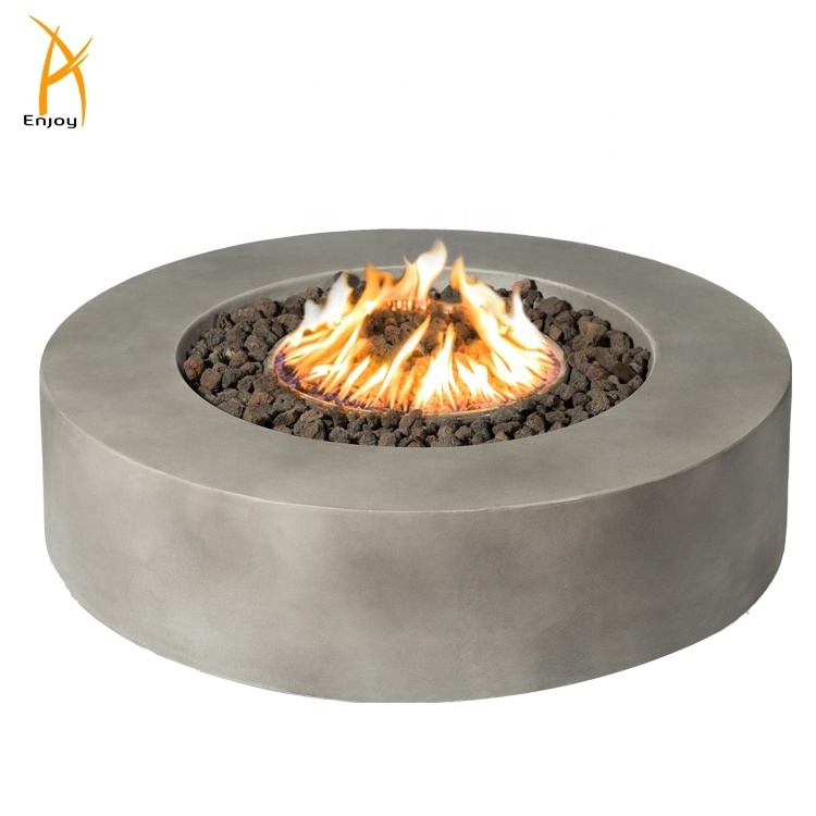 42 inches Round Cement Fire Pit Large Propane Gas Firepit 60000BTU Customized Color