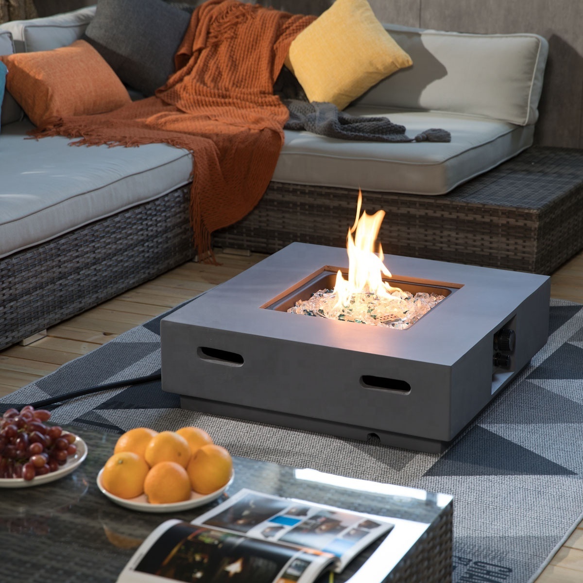 Garden Propane Fire Table Outdoor Fire Table with Lava Rocks