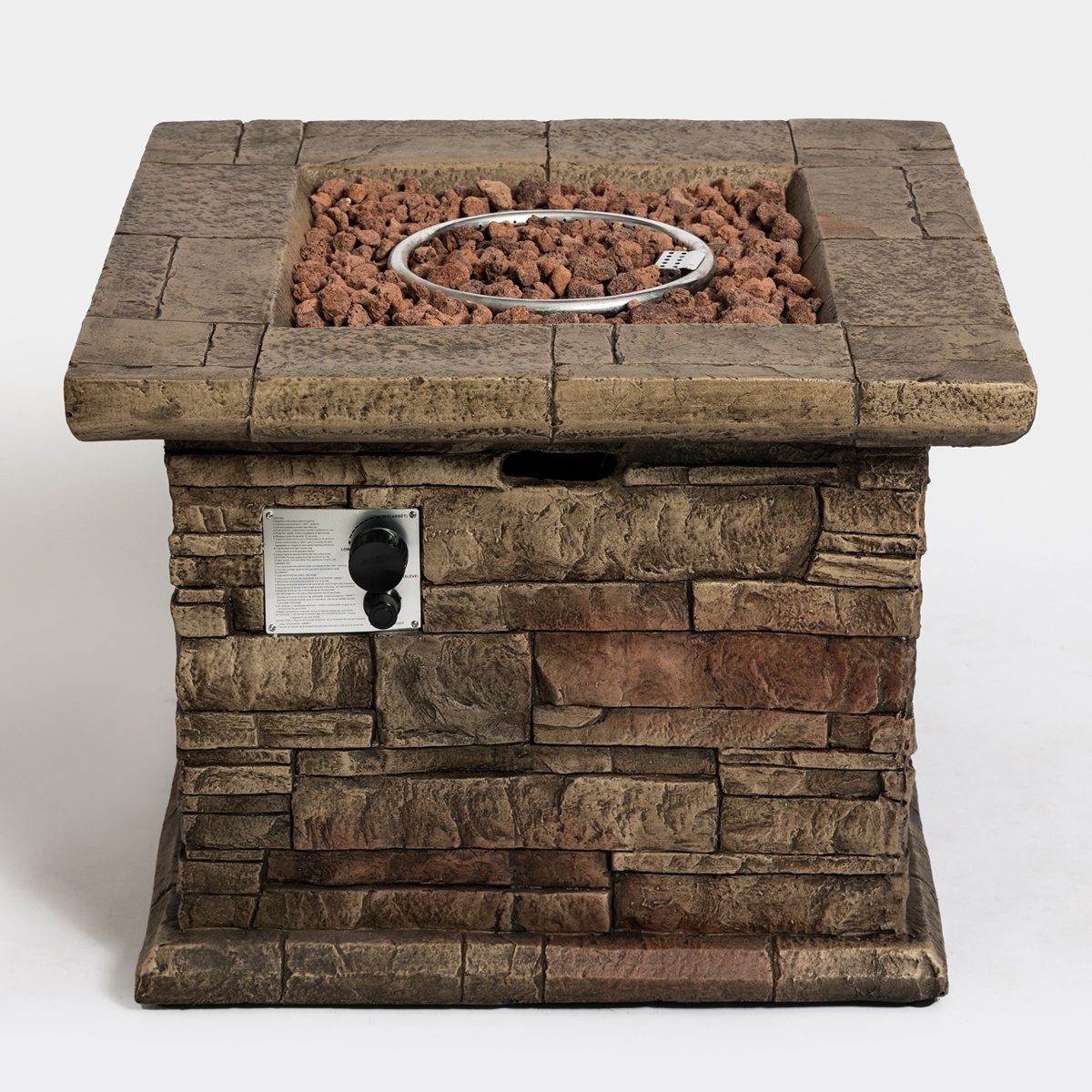 32 inch Outdoor Fire Pit Table, Patio Fire Table with Lava Rocks, Rain Cover