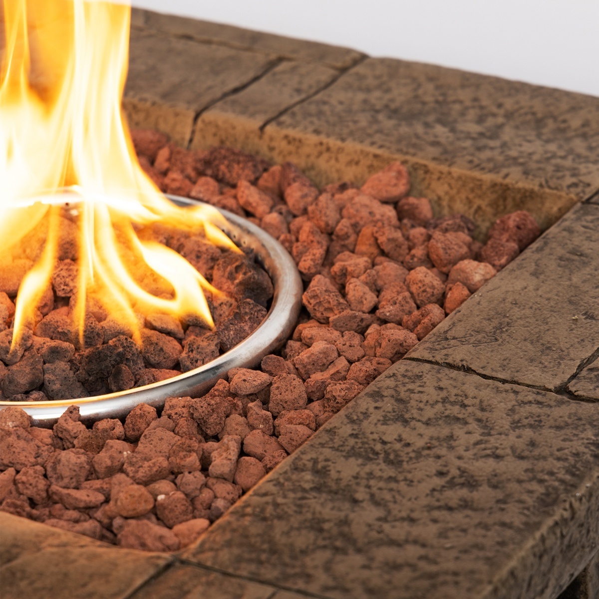 32 inch Outdoor Fire Pit Table, Patio Fire Table with Lava Rocks, Rain Cover