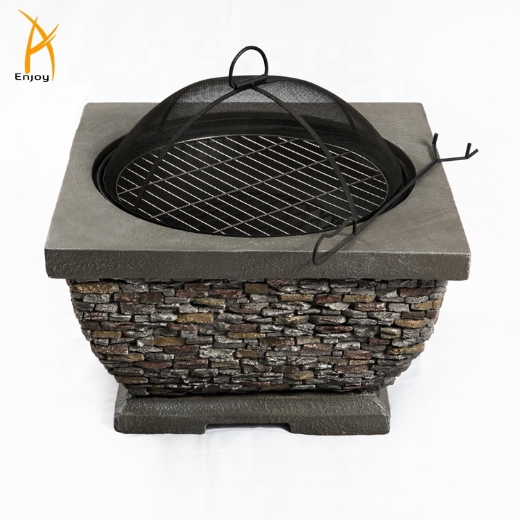 Unique outdoor fire pit wood burning steel bowl with mesh screen