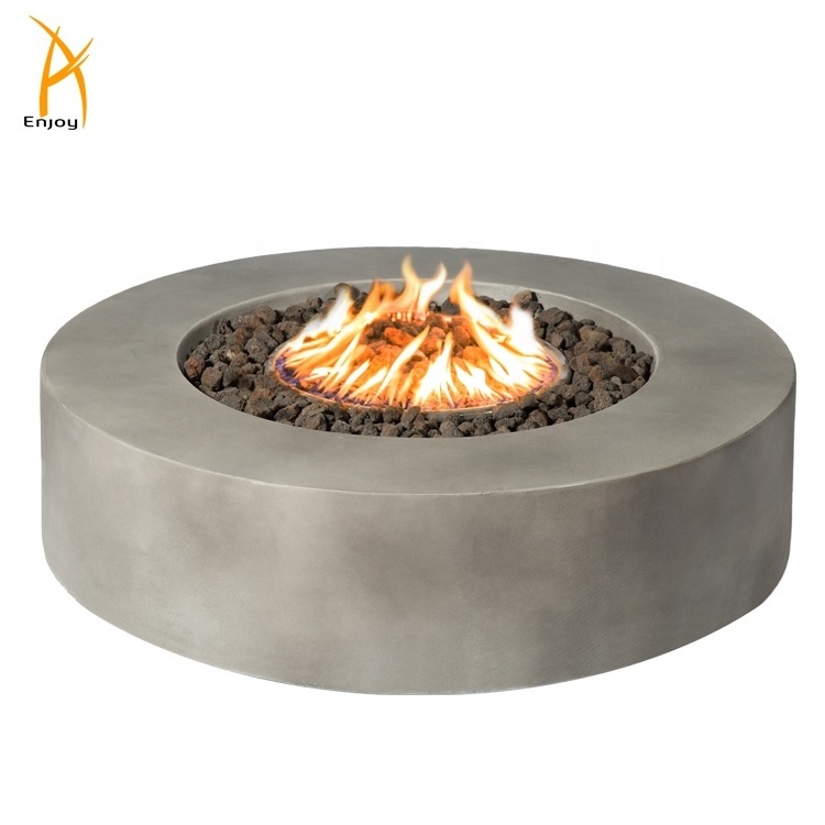 42 inches Round Cement Fire Pit Large Propane Gas Firepit 60000BTU Customized Color