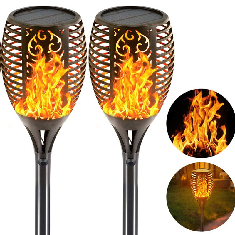 Outdoor waterproof solar powered led flame flickering torch light for decorative courtyard landscape garden pathway